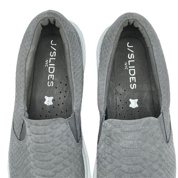 J Slides NYC Ariana Platform Sneakers Faux Snakeskin Croc Pattern Gray Size 8 - Picture 4 of 7